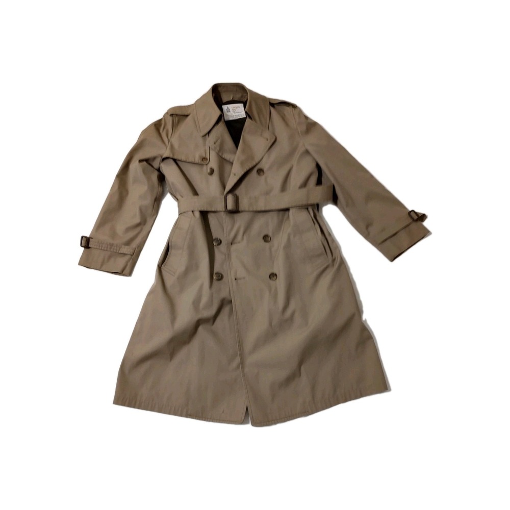 Vintage London Fog Trench Coat Mens 42 Long Tan Lined Jacket USA